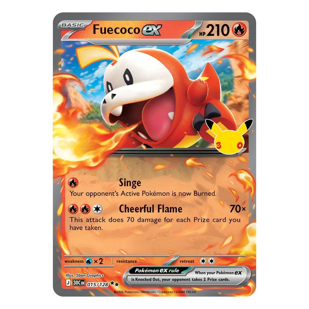Pokémon TCG: Fuecoco ex 015/128 Double Rare (30th Celebration) — NM