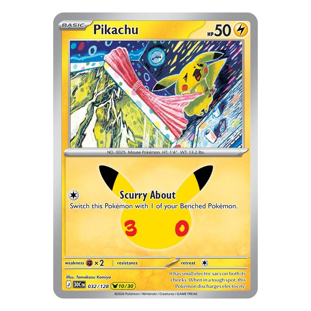 Pokémon TCG: Pikachu 032/128 10/30 (30th Celebration) — NM
