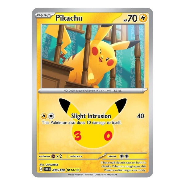 Pokémon TCG: Pikachu 036/128 14/30 (30th Celebration) — NM