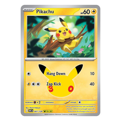 Pokémon TCG: Pikachu 041/128 19/30 (30th Celebration) — NM