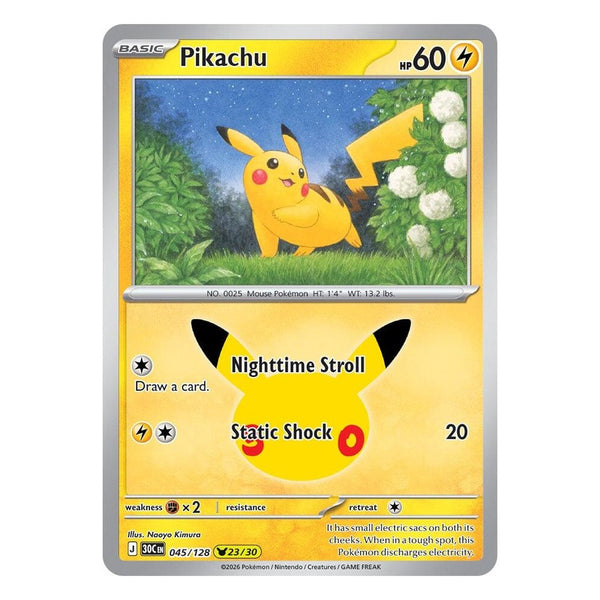 Pokémon TCG: Pikachu 045/128 23/30 (30th Celebration) — NM