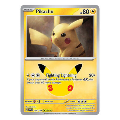 Pokémon TCG: Pikachu 049/128 27/30 (30th Celebration) — NM