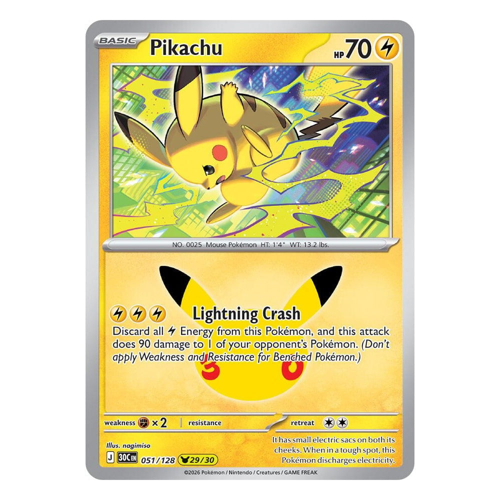 Pokémon TCG: Pikachu 051/128 29/30 (30th Celebration) — NM