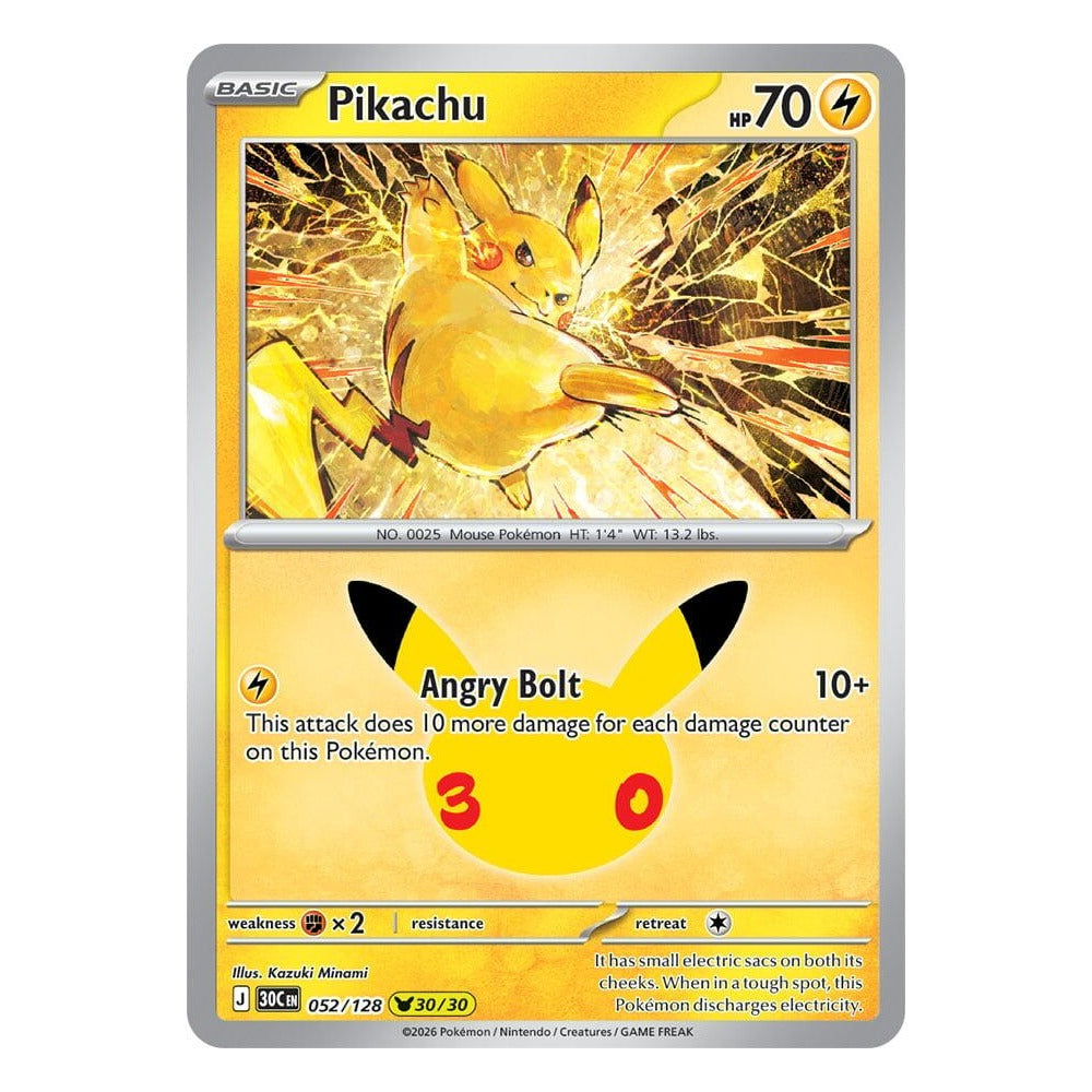 Pokémon TCG: Pikachu 052/128 30/30 (30th Celebration) — NM