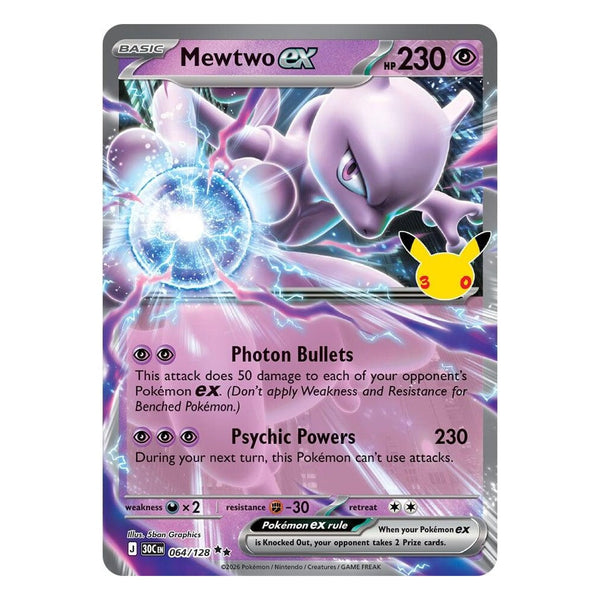 Pokémon TCG: Mewtwo ex 064/128 Double Rare (30th Celebration) — NM