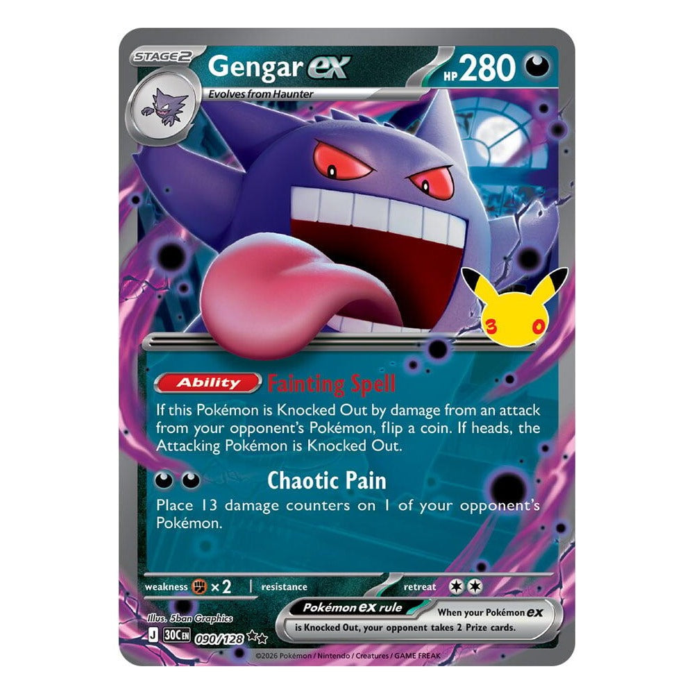 Pokémon TCG: Gengar ex 090/128 Double Rare (30th Celebration) – NM