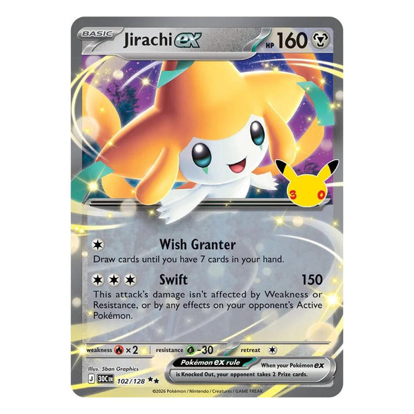Pokémon TCG: Jirachi ex 102/128 Double Rare (30th Celebration) – NM