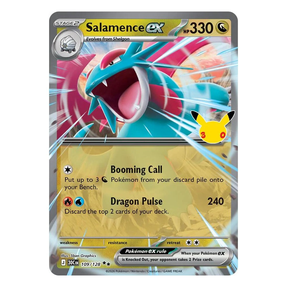 Pokémon TCG: Salamence ex 109/128 Double Rare (30th Celebration) — NM