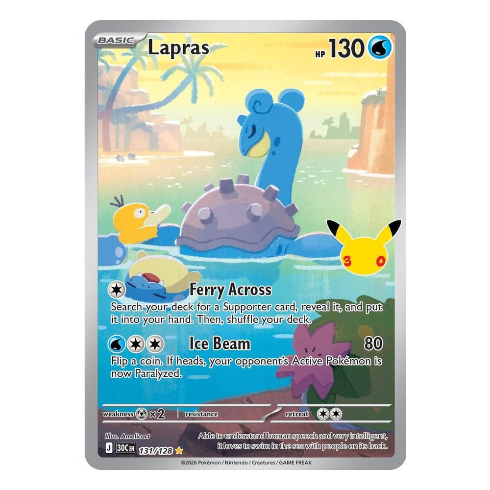 Pokémon TCG: Lapras 131/128 Illustration Rare (30th Celebration) — NM