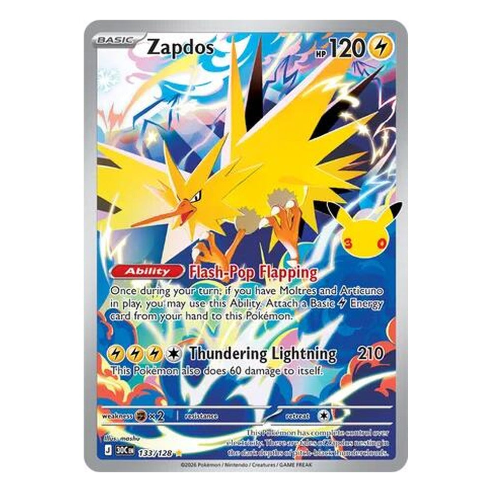 Pokémon TCG: Zapdos 133/128 Illustration Rare (30th Celebration) – NM