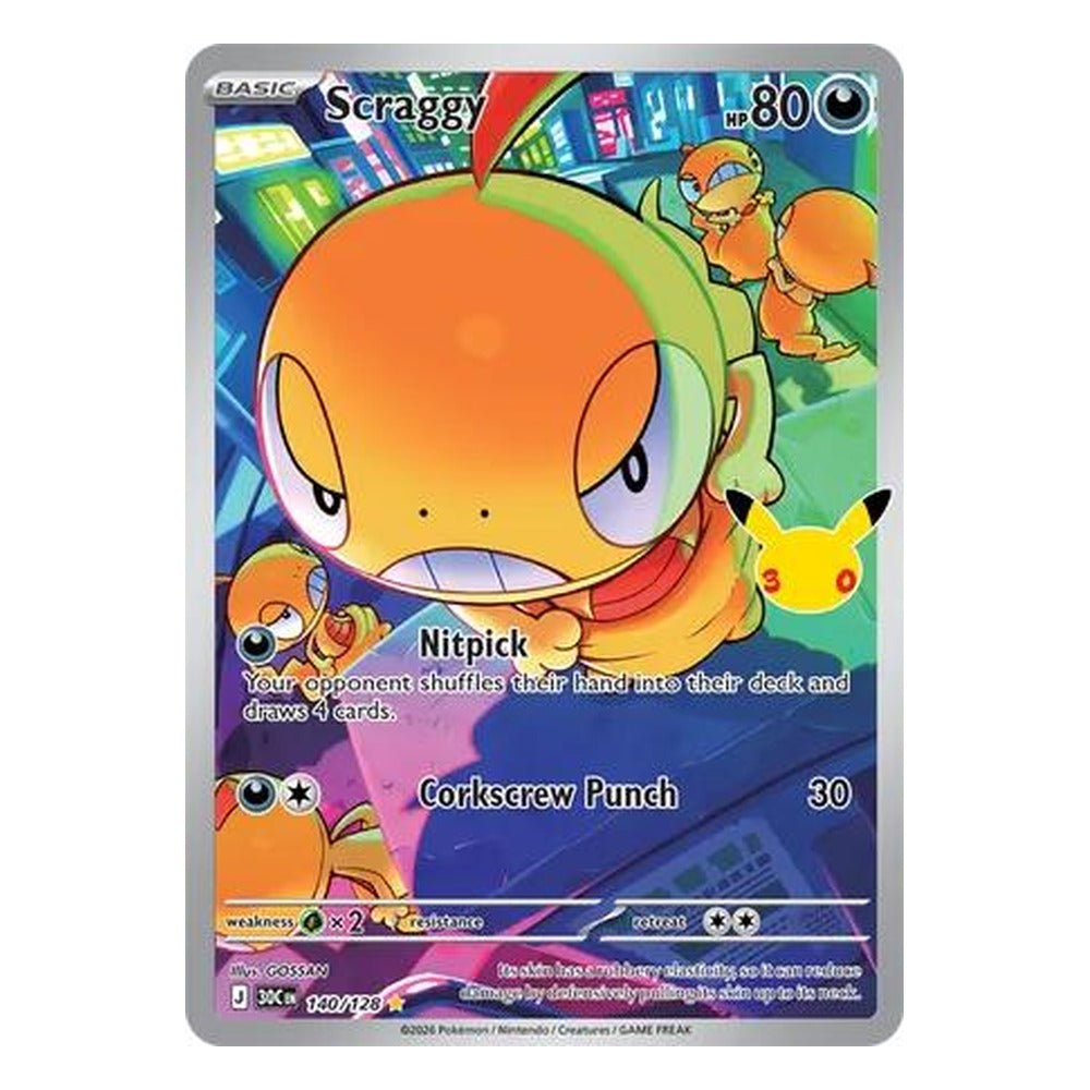 Pokémon TCG: Scraggy 140/128 Illustration Rare (30th Celebration) — NM