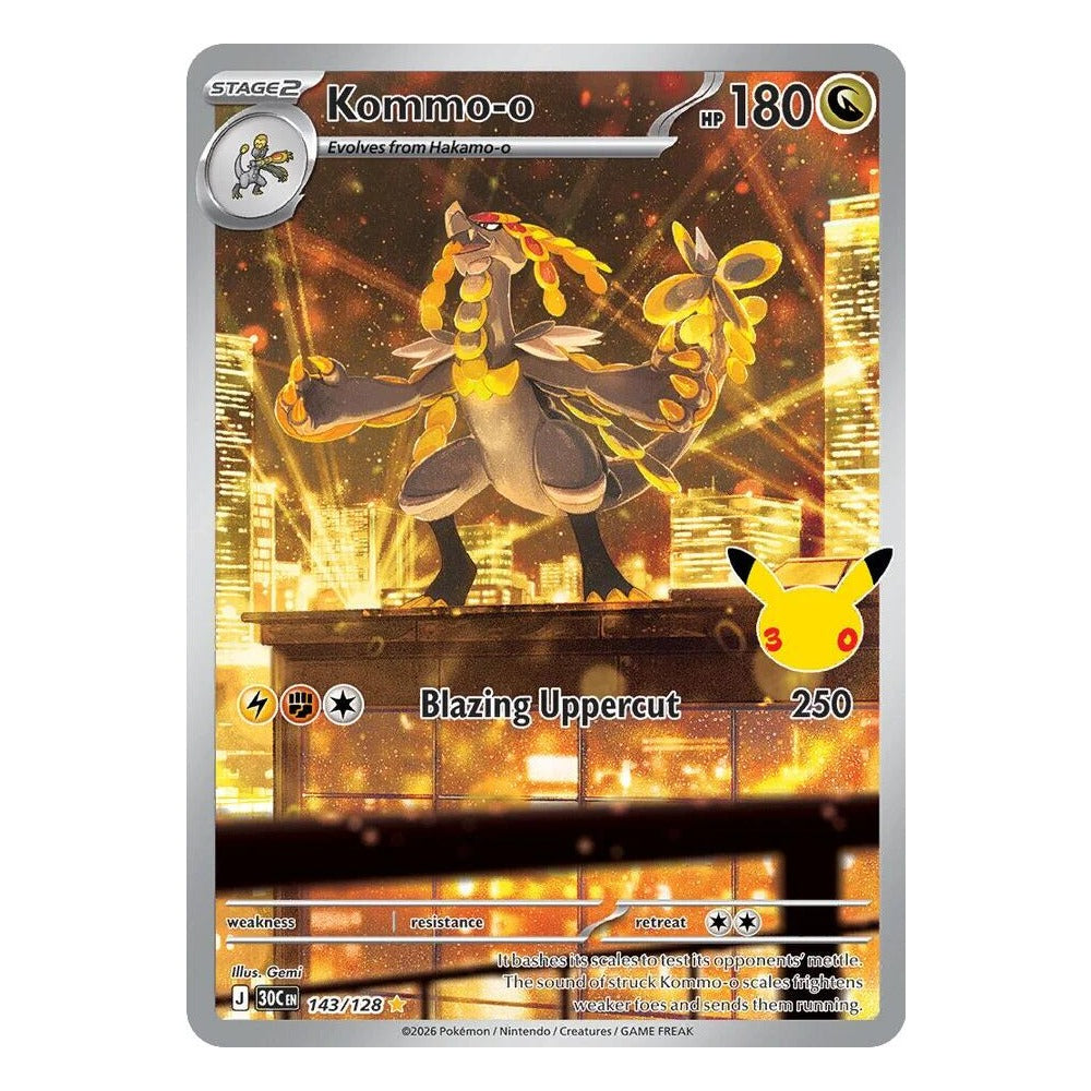 Pokémon TCG: Kommo-o 143/128 Illustration Rare (30th Celebration) – NM