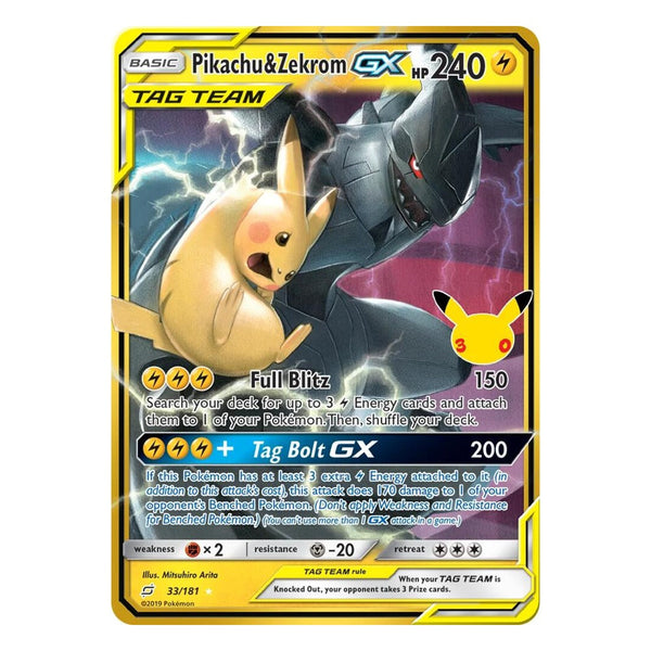 Pokémon TCG: Pikachu & Zekrom-GX 33/181 Classic Collection (30th Celebration) – NM