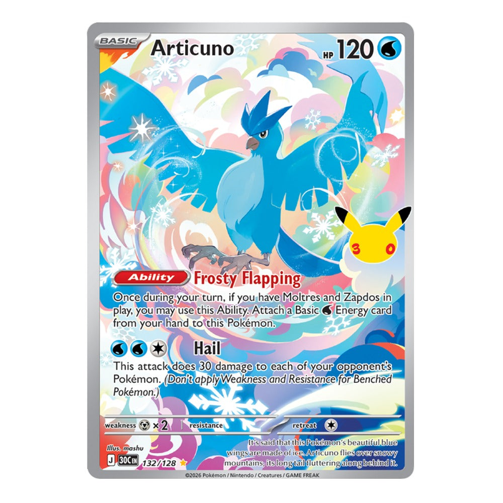Pokémon TCG: Articuno 132/128 Illustration Rare (30th Celebration) — NM