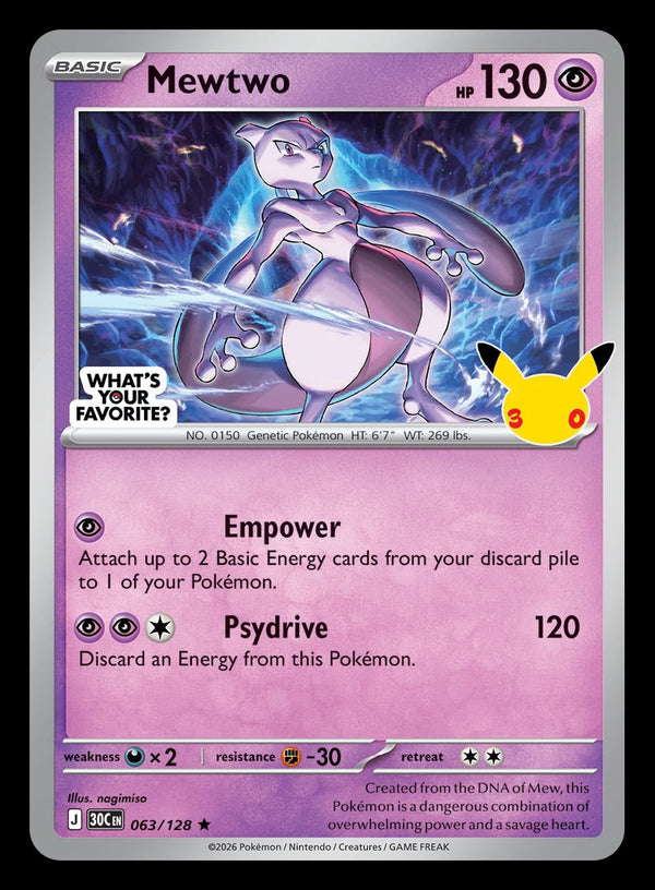Pokémon TCG: Mewtwo 063/128 "What's Your Favorite?" Promo (30th Celebration) — Sealed
