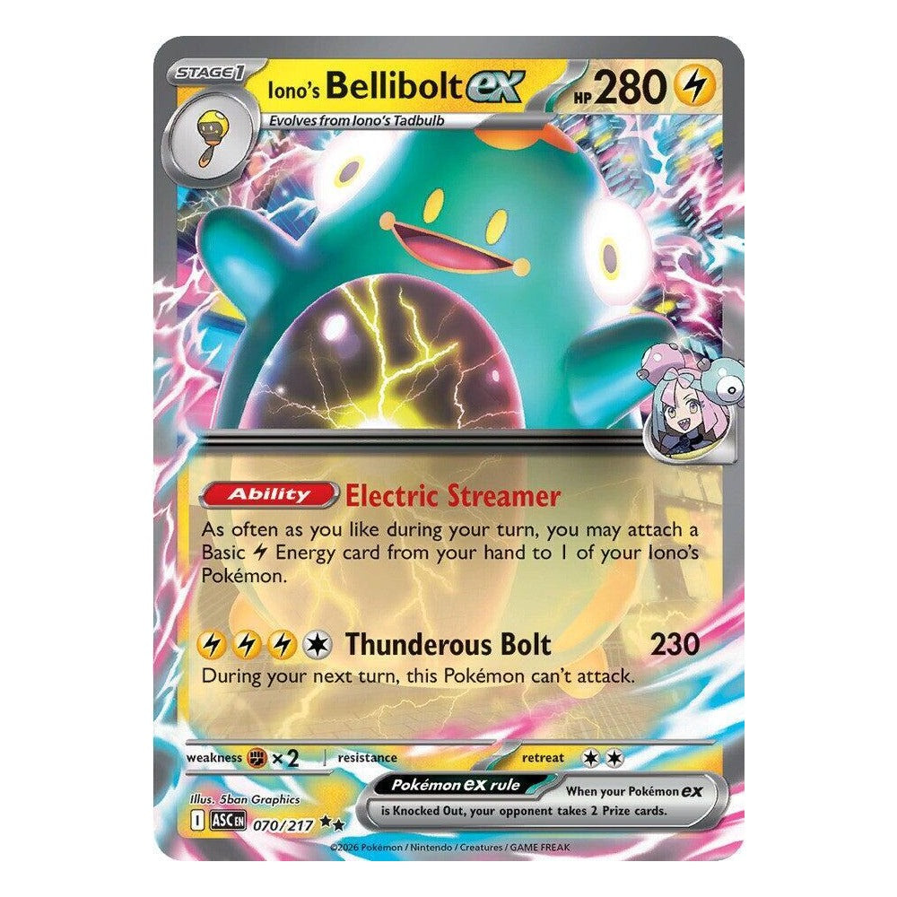 Pokémon TCG: Iono's Bellibolt ex 070/217 Double Rare (Ascended Heroes) – NM