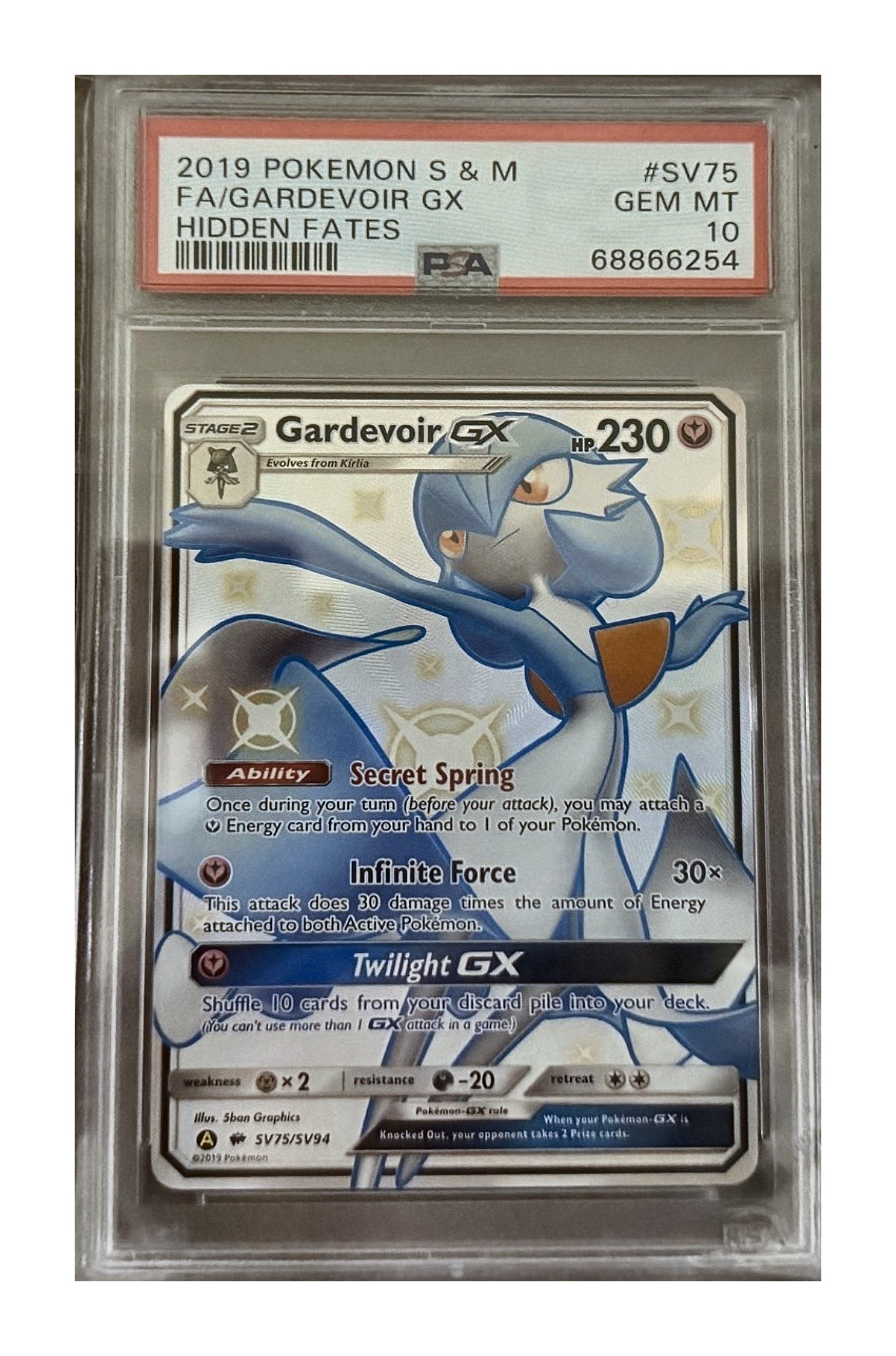 Pokémon TCG: Gardevoir-GX SV75/SV94 Shiny Full Art (Hidden Fates) — PSA 10