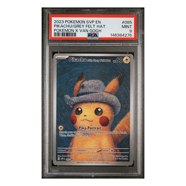 Pokémon TCG: Pikachu with Grey Felt Hat SVP 085 Promo (Pokémon x Van Gogh) — PSA 9