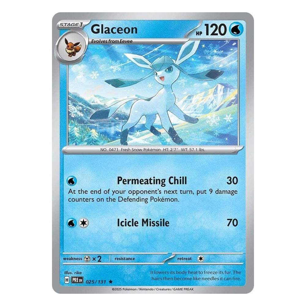 Pokémon TCG: Glaceon 025/131 Holo Rare (Prismatic Evolutions) – NM