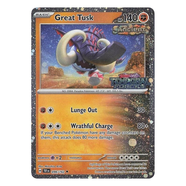 Pokémon TCG: Great Tusk 096/162 Promo (Temporal Forces Stamped Promo) – NM